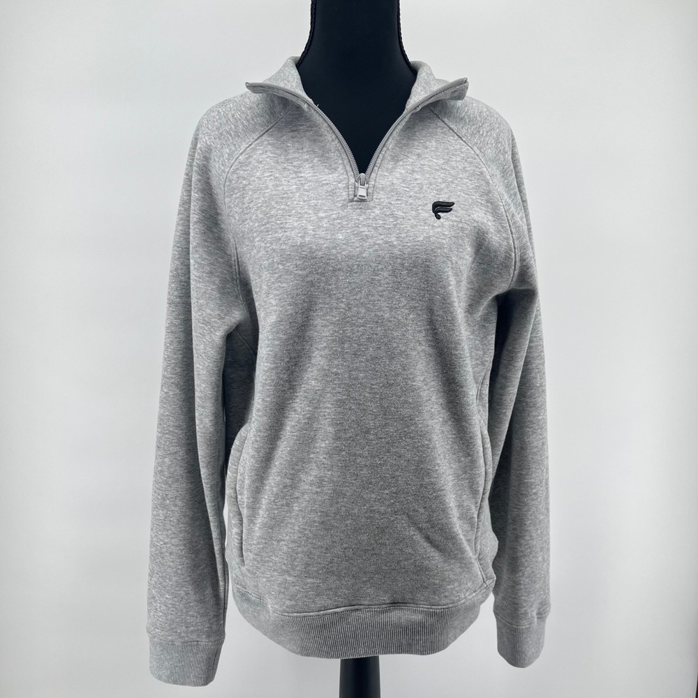 Fabletics Men Grey Heathered Quarter Zip Pullover Fleece Sweatshirt Size XS